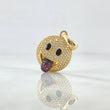 Dije Emoji Lengua Afuera 4.15gr / 2.6cm / Circones Blancos - Fucsias Oro Amarillo 18K