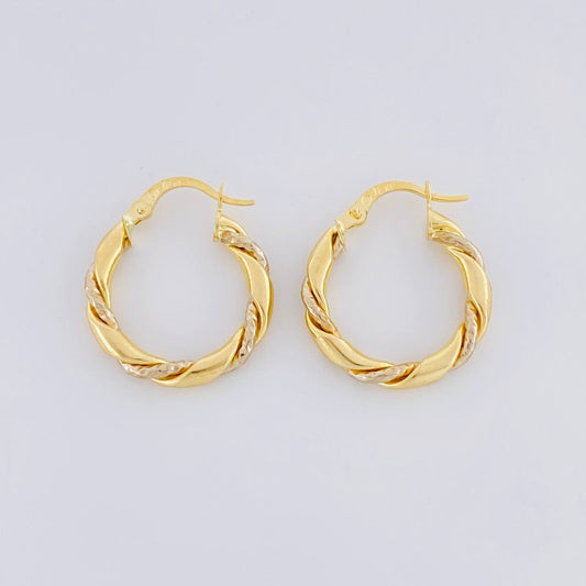 Candongas Sari 1.9g / 2.2cm Dos Oros Amarillo Blanco 18K