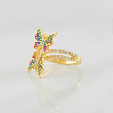 Anillo Mariposa Doble 2.85g / T6 1/2 Dos Oros Amarillo Blanco 18K