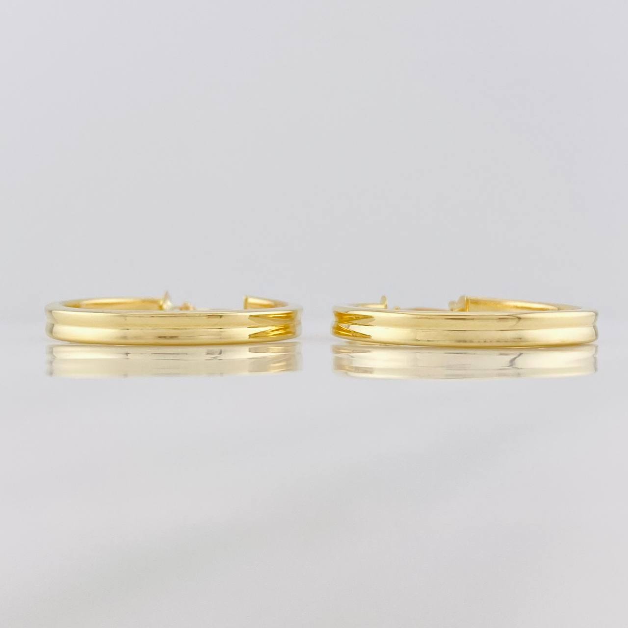 Candongas Doble Carril 3.55g / 3.2cm Oro Amarillo 18K