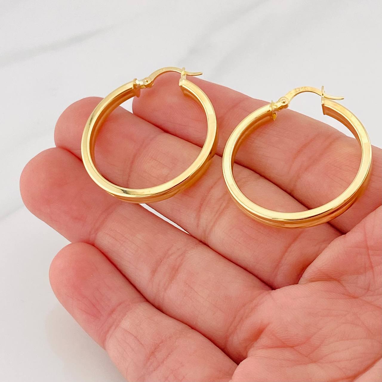 Candongas Doble Carril 3.55g / 3.2cm Oro Amarillo 18K