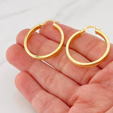 Candongas Doble Carril 3.55g / 3.2cm Oro Amarillo 18K