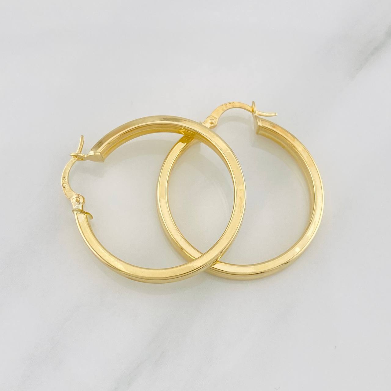 Candongas Doble Carril 3.55g / 3.2cm Oro Amarillo 18K