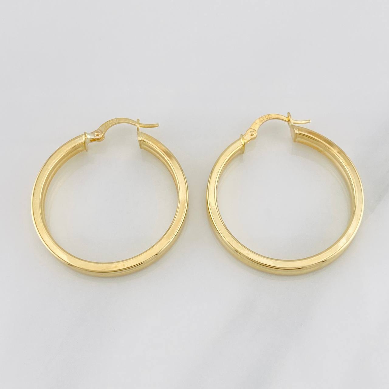 Candongas Doble Carril 3.55g / 3.2cm Oro Amarillo 18K