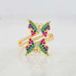 Anillo Mariposa Doble 2.85g / T6 1/2 Dos Oros Amarillo Blanco 18K