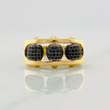 Anillo Bolas de Fuego 9.1g / T11 Dos Oros Negro Amarillo 18K