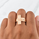 Anillo Cruz Cristo 6.4g / T10 1/4 Oro Rosa 18K
