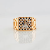 Anillo Correa Corona 6.25g / T9 Dos Oros Blanco Rosa 18K