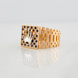 Anillo Correa Corona 6.25g / T9 Dos Oros Blanco Rosa 18K