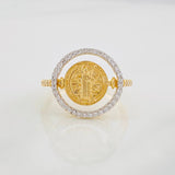 Anillo San Benito 3.4g / T7 1/2 Dos Oros Amarillo Blanco 18K