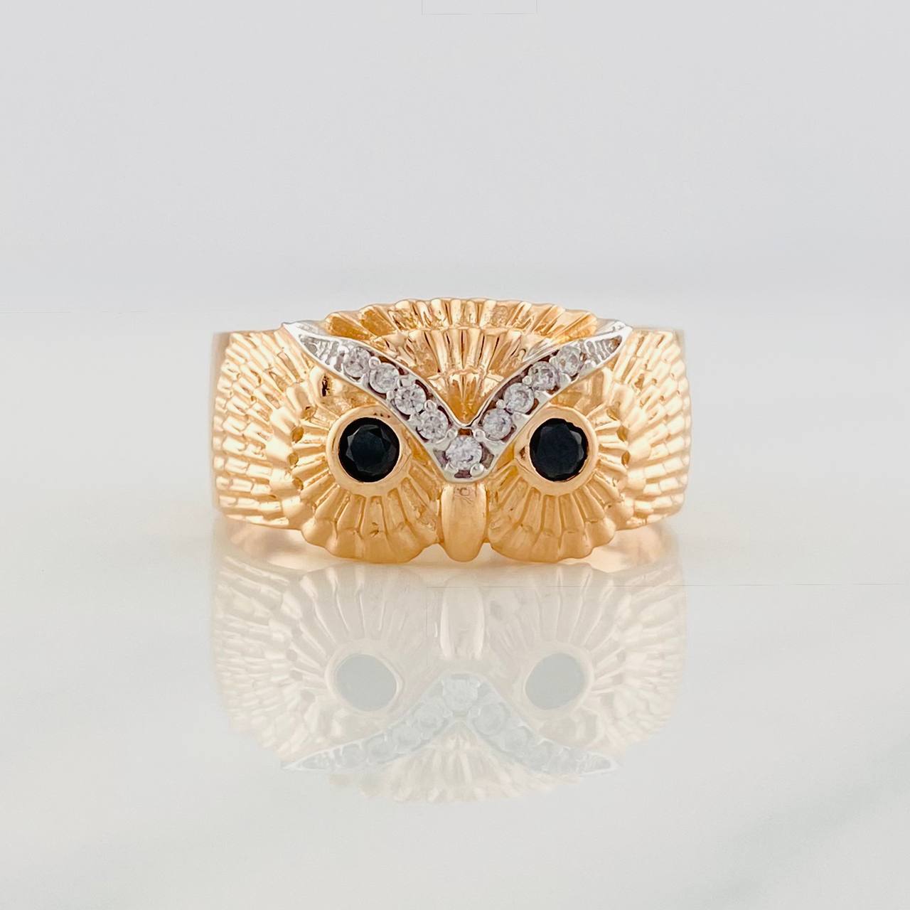 Anillo Búho 5.05g / T11 1/2 Dos Oros Blanco Rosa 18K