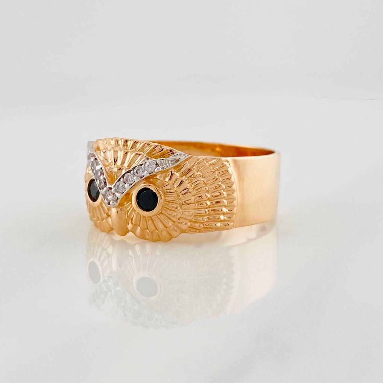 Anillo Búho 5.05g / T11 1/2 Dos Oros Blanco Rosa 18K