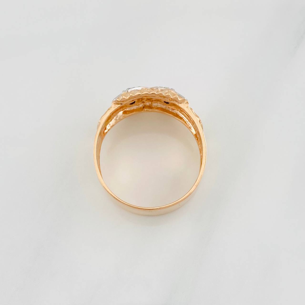 Anillo Búho 5.05g / T11 1/2 Dos Oros Blanco Rosa 18K