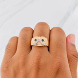 Anillo Búho 5.05g / T11 1/2 Dos Oros Blanco Rosa 18K