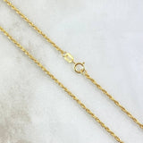 Set Cadena Lazo 1gr / 50cm / 1.2mm + Dije Corazón 0.35gr / 1cm Troquelado 1.35gr Oro Amarillo 18K (Oferta)