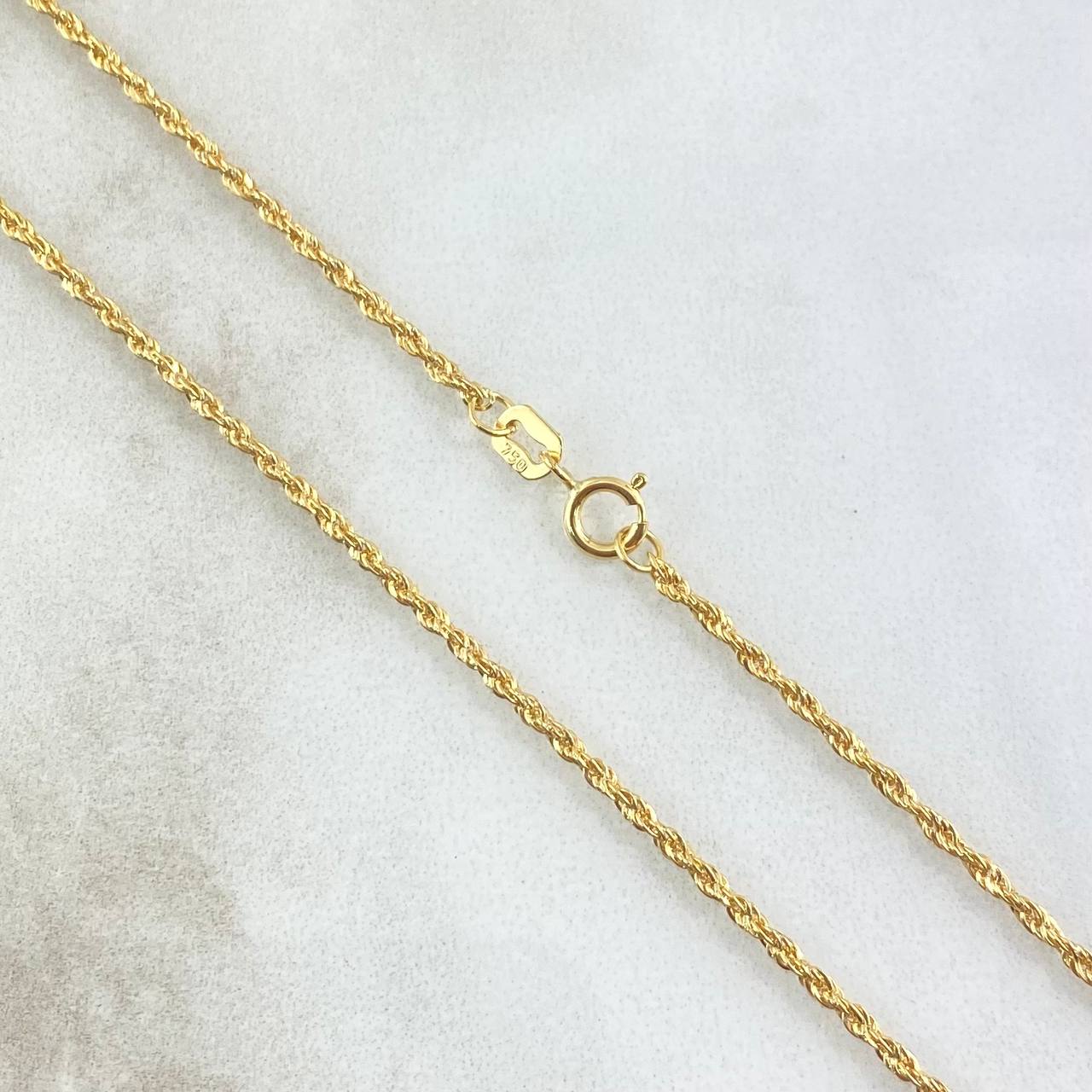 Set Cadena Lazo 1.6gr / 60cm / 1.5mm + Dije Rostro Cristo 0.45gr / 1.5cm Mate 2.05gr Oro Amarillo 18K (Oferta)