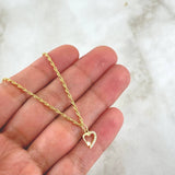 Set Cadena Lazo 1.35gr / 50cm / 1.5mm + Dije Corazón Estrella 0.35gr / 1.3cm Circones Blancos 1.7gr Oro Amarillo 18K (Oferta) *