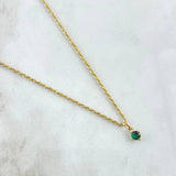 Set Cadena Lazo 1.4gr / 50cm / 1.5mm + Dije Piedra 0.3gr / 1.1cm Circon Verde 1.7gr Oro Amarillo 18K (Oferta)