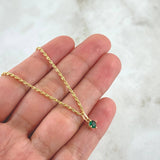 Set Cadena Lazo 1.4gr / 50cm / 1.5mm + Dije Piedra 0.3gr / 1.1cm Circon Verde 1.7gr Oro Amarillo 18K (Oferta)