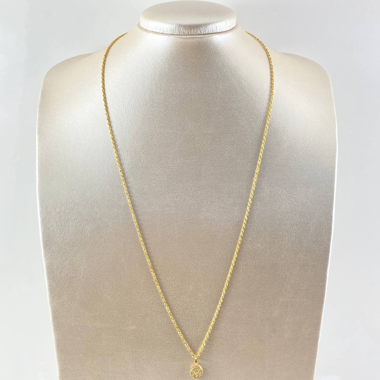 Set Cadena Lazo 1.65gr / 60cm / 1.5mm + Dije San Benito 0.45gr / 1.5cm Troquelado 2.1gr Oro Amarillo 18K (Oferta) ©