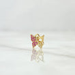 Dije Mariposa Parcial 0.4gr / 1cm / Circones Fucsias Y Blancos Oro Amarillo 18K ©