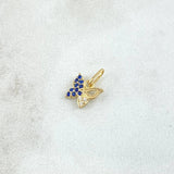 Dije Mariposa Parcial 0.4gr / 1cm / Circones Azul y Blancos Oro Amarillo 18K *