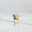 Dije Mariposa Parcial 0.4gr / 1cm / Circones Azul y Blancos Oro Amarillo 18K *
