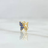 Dije Mariposa Parcial 0.4gr / 1cm / Circones Azul y Blancos Oro Amarillo 18K *