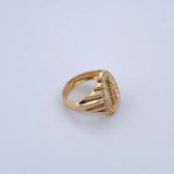 Anillo Virgen Guadalupe 7.45gr / T6 3/4 / Circones Fucsias Verdes Blancos Oro Amarillo 18K &