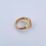 Anillo Virgen Guadalupe 4.5gr / T7 1/4 / Circones Fucsias Verdes Blancos Oro Amarillo 18K &