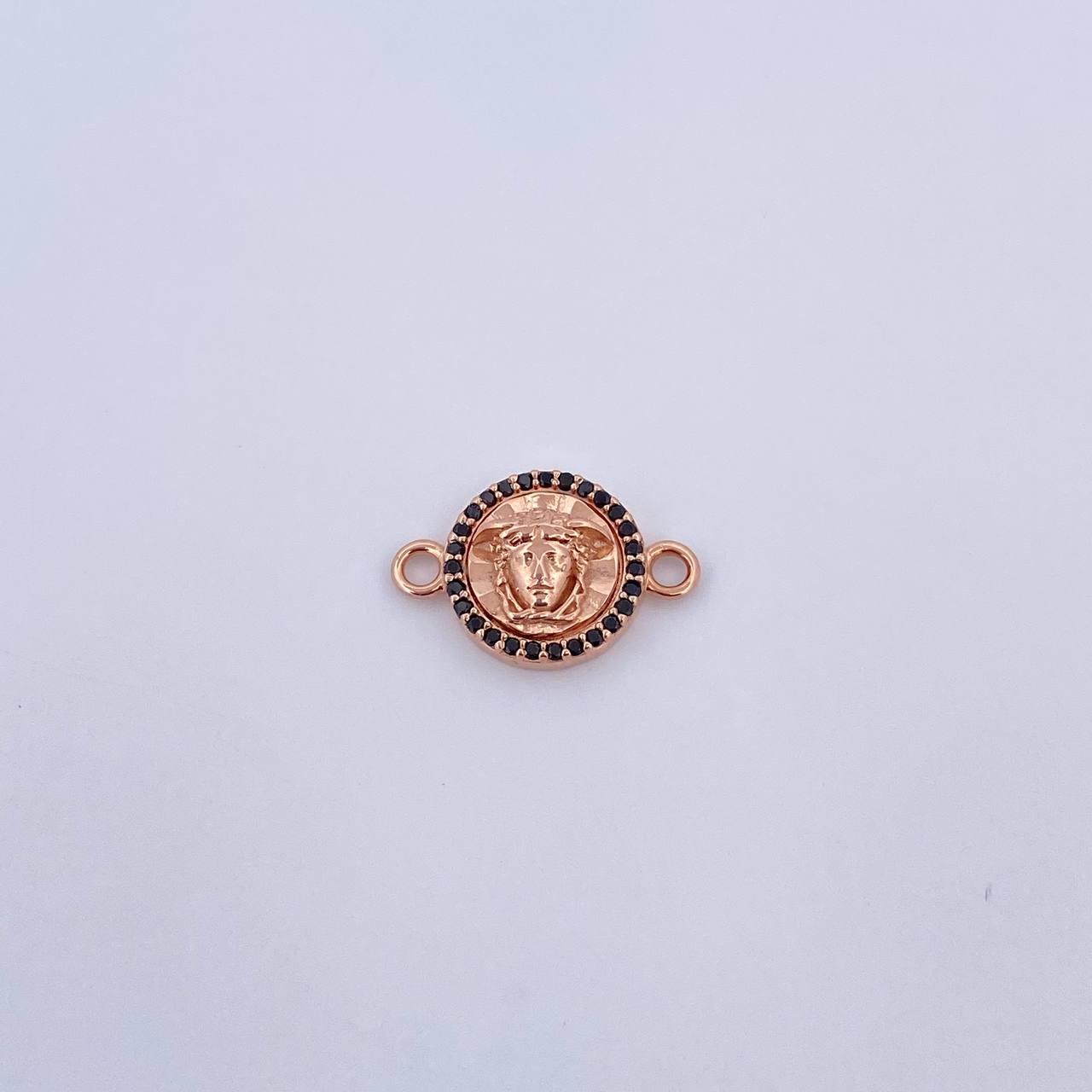 Herraje Medusa 1.7gr / 1.8cm / Circones Negros Oro Rosa 18K &