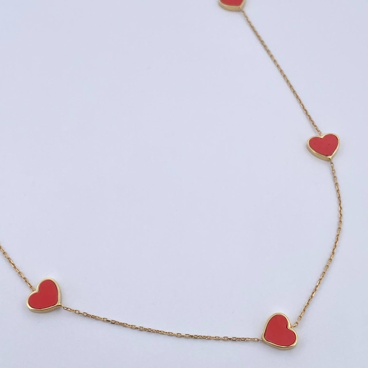 Cadena Corazones 2.5gr / 42.4cm-45.2cm / 0.5mm Electroestatico Rosa Oro Amarillo 18K &