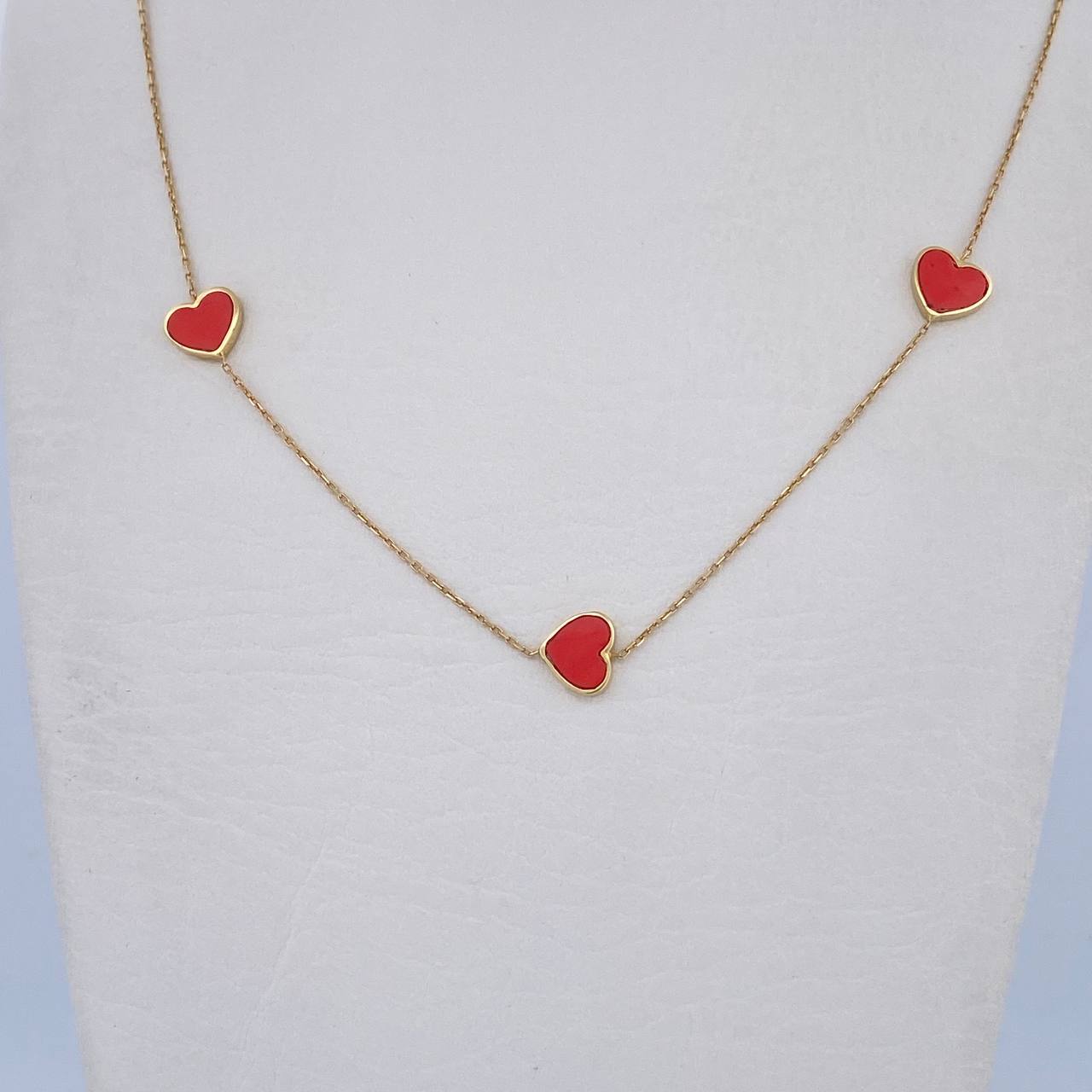 Cadena Corazones 2.5gr / 42.4cm-45.2cm / 0.5mm Electroestatico Rosa Oro Amarillo 18K &