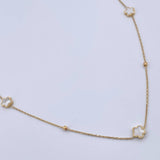 Cadena Flores 4.35gr / 80cm / 0.5mm Nacar Blanco Oro Amarillo 18K &