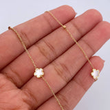 Cadena Flores 4.35gr / 80cm / 0.5mm Nacar Blanco Oro Amarillo 18K &