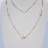 Cadena Flores 4.35gr / 80cm / 0.5mm Nacar Blanco Oro Amarillo 18K &