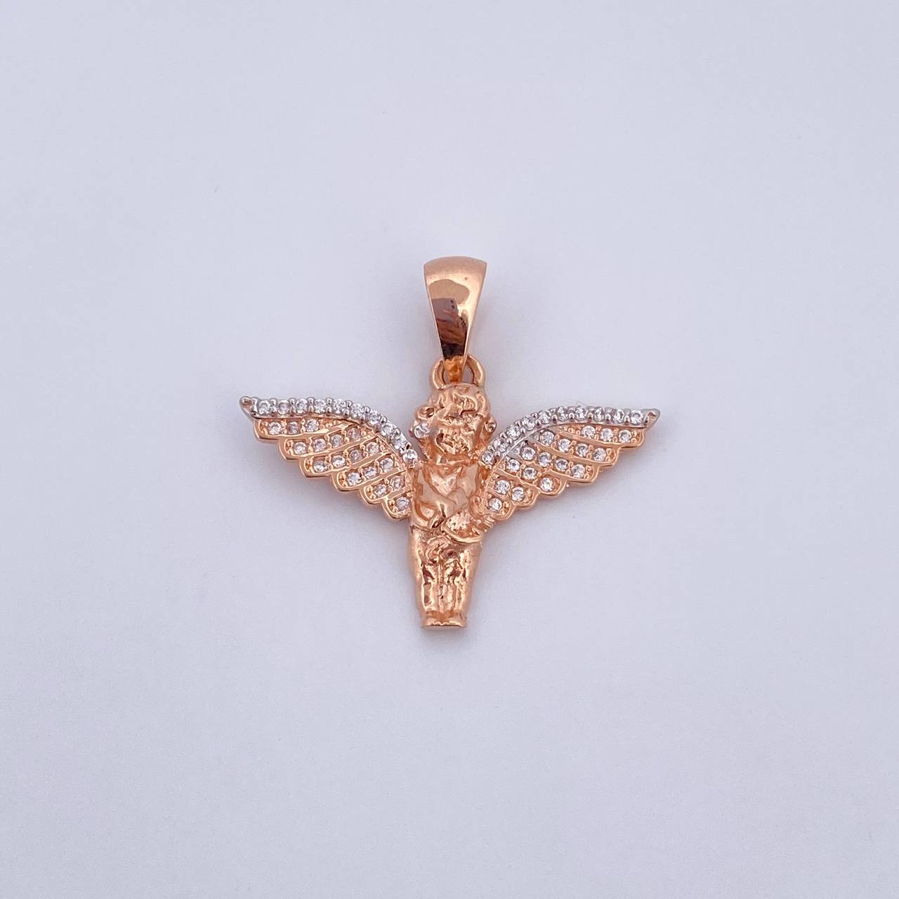 Dije Angel 3.1gr / 2.5cm / Circones Blancos Dos Oros Blanco Rosa 18K $