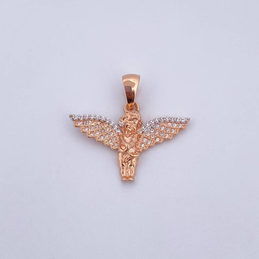 Dije Angel 3.1gr / 2.5cm / Circones Blancos Dos Oros Blanco Rosa 18K $