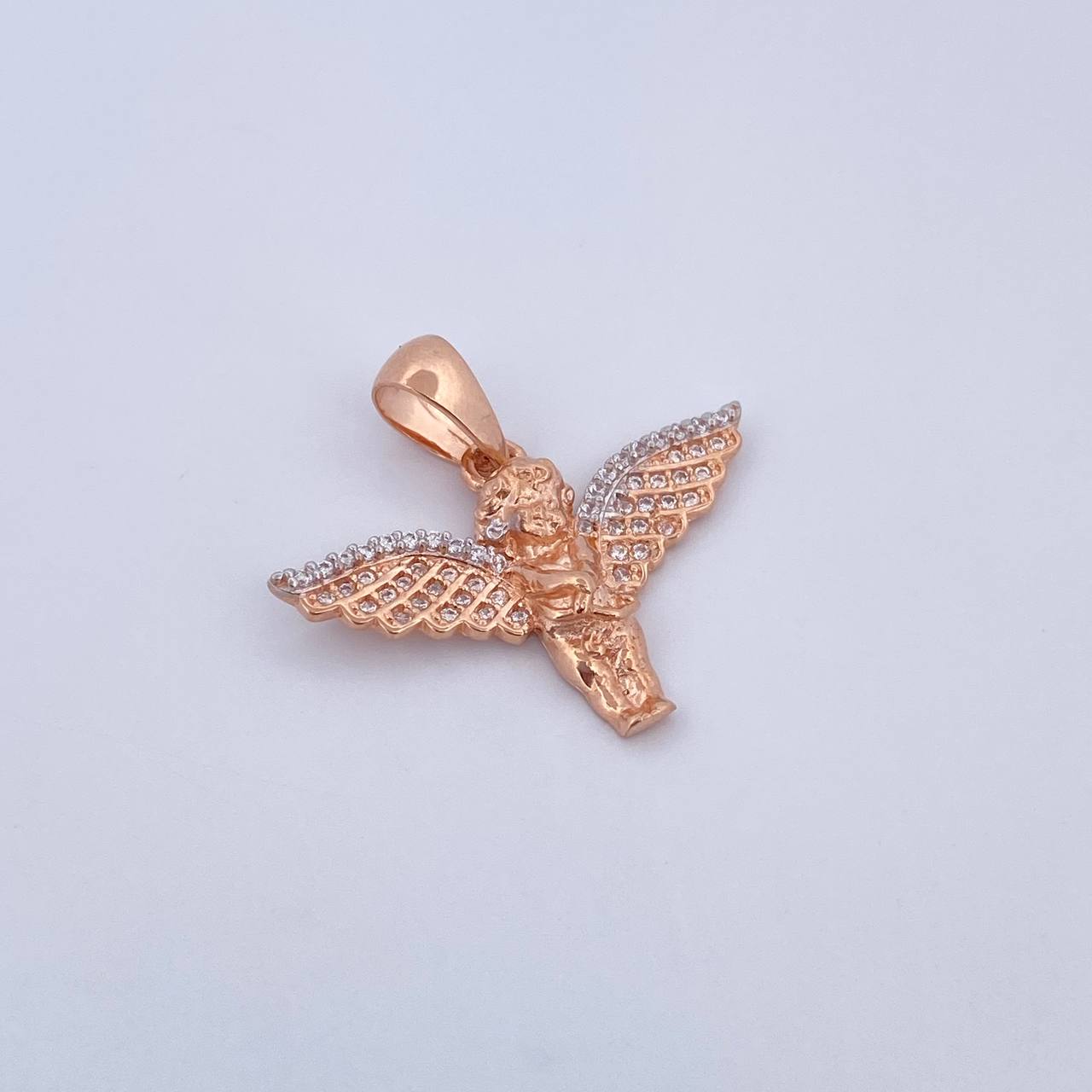 Dije Angel 3.1gr / 2.5cm / Circones Blancos Dos Oros Blanco Rosa 18K $