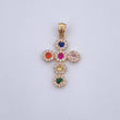 Dije Cruz Tupida 2.35gr / 3cm / Circones Colores Oro Amarillo 18K $