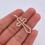 Dije Silueta Cruz Gotica 1.65gr / 3.5cm / Circones Blancos Oro Amarillo 18K $