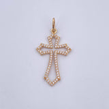 Dije Silueta Cruz Gotica 1.65gr / 3.5cm / Circones Blancos Oro Amarillo 18K $