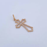 Dije Silueta Cruz Gotica 1.65gr / 3.5cm / Circones Blancos Oro Amarillo 18K $