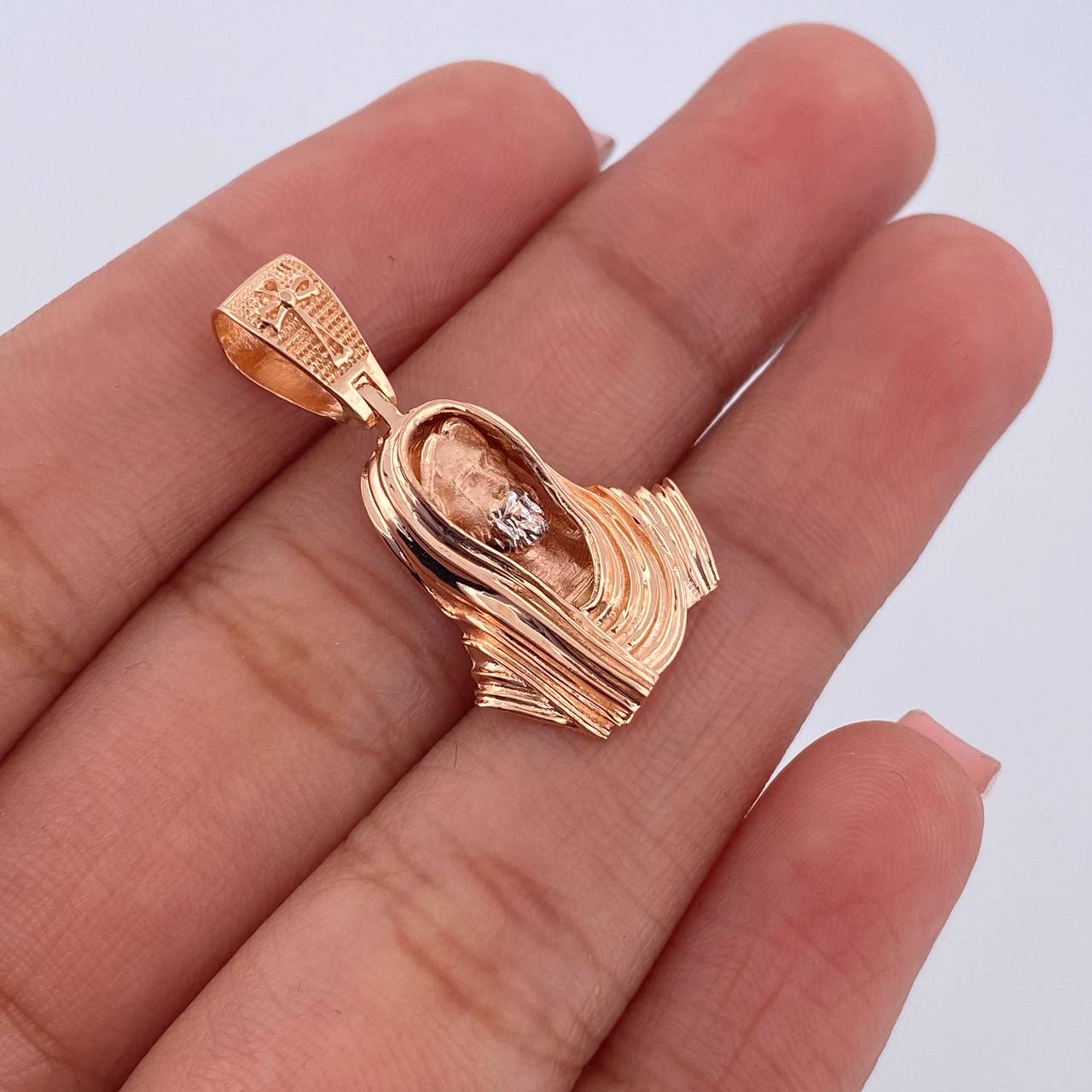 Dije Rostro de Cristo 3.4gr / 2.6cm / Dos Oros Blanco Rosa 18K $
