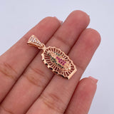 Dije Virgen Guadalupe 2.8gr / 3cm / Circones Fucsias Verdes Blancos Oro Rosa 18K $