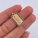 Dije Placa Virgen Guadalupe 2.35gr / 2.2cm / Circones Negros Oro Amarillo 18K $