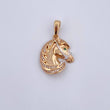 Dije Caballo 4.8gr / 2.8cm / Circones Verde Blancos Dos Oros Amarillo Blanco 18K $