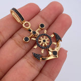 Dije Ancla Timon 5.6gr / 4.5cm / Circones Negros Dos Oros Negro Amarillo 18K $