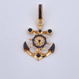 Dije Ancla Timon 5.6gr / 4.5cm / Circones Negros Dos Oros Negro Amarillo 18K $
