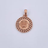 Dije Medalla Corona RX 4.25gr / 3.1cm / Circones Negros Blancos Oro Rosa 18K $